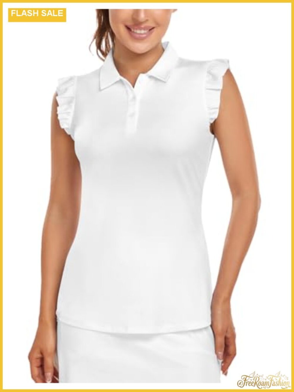 Sleeveless Golf Polo Tank Top Ruffle Sleeve Moisture Wicking Tennis Shirt